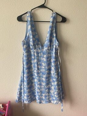 Lulu's Light Blue V-Neck Slip Dress